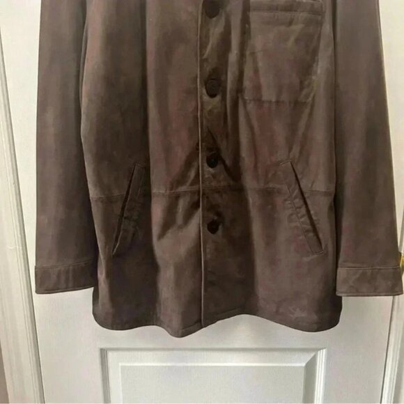 Vintage 90s Men’s Brown Suede Leather Jacket Oversized Size Large - Picture 6 of 15